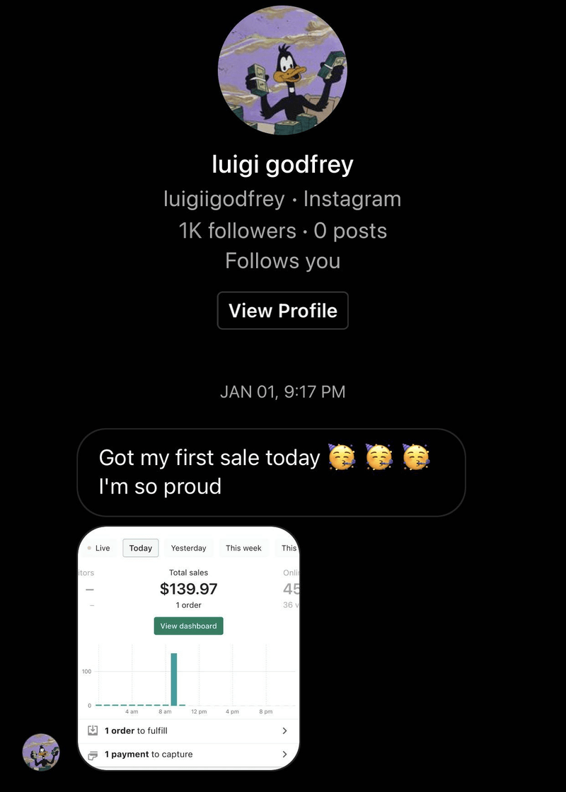luigi godfrey — Got my first sale today